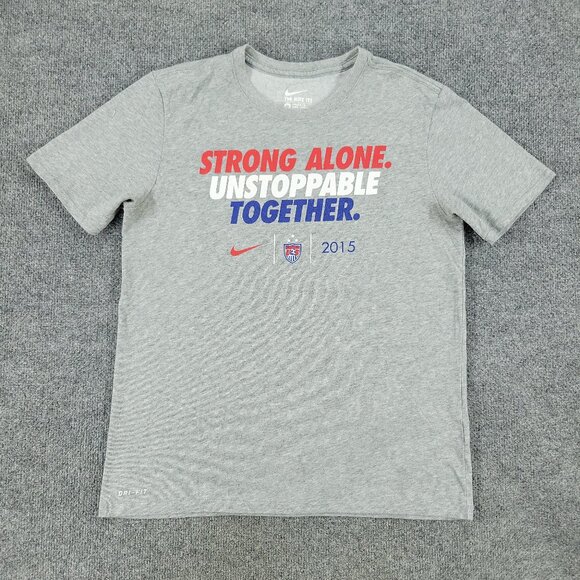 Nike Dri-Fit Shirt Men's Medium Gray USA Soccer Team Graphic Tee Short Sleeve - Picture 1 of 13
